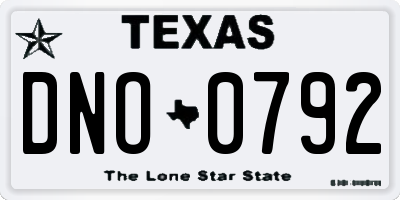 TX license plate DNO0792
