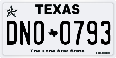 TX license plate DNO0793