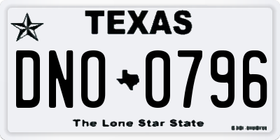 TX license plate DNO0796