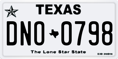 TX license plate DNO0798