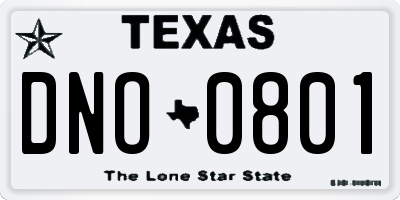 TX license plate DNO0801