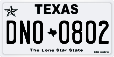 TX license plate DNO0802