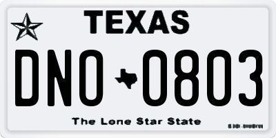 TX license plate DNO0803