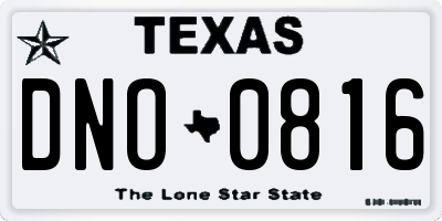 TX license plate DNO0816