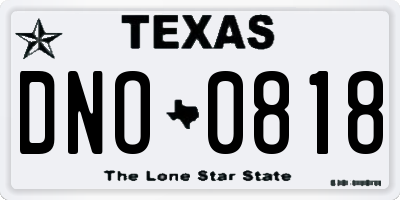 TX license plate DNO0818