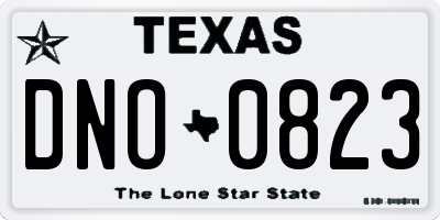 TX license plate DNO0823