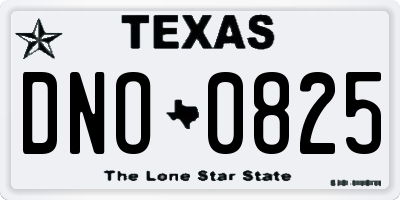 TX license plate DNO0825