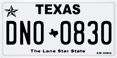 TX license plate DNO0830