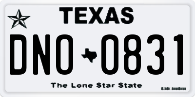 TX license plate DNO0831