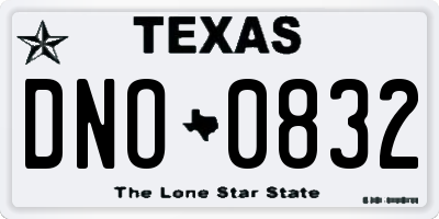 TX license plate DNO0832