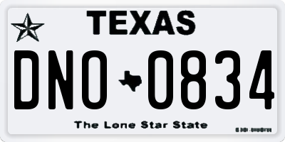 TX license plate DNO0834