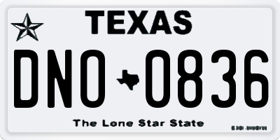 TX license plate DNO0836