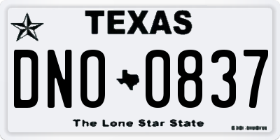 TX license plate DNO0837