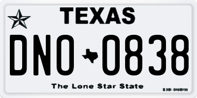 TX license plate DNO0838