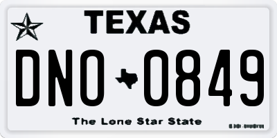 TX license plate DNO0849