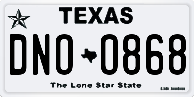 TX license plate DNO0868