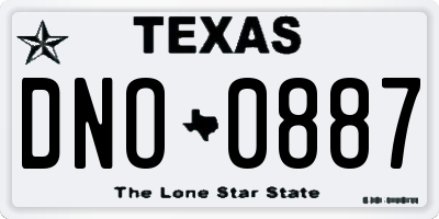 TX license plate DNO0887
