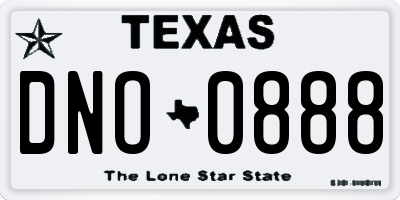 TX license plate DNO0888