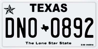 TX license plate DNO0892