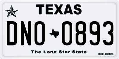 TX license plate DNO0893