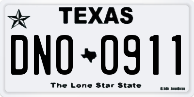 TX license plate DNO0911