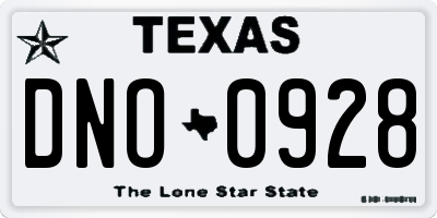 TX license plate DNO0928