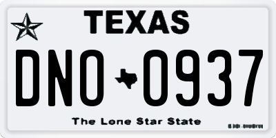 TX license plate DNO0937