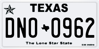 TX license plate DNO0962