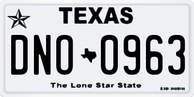 TX license plate DNO0963