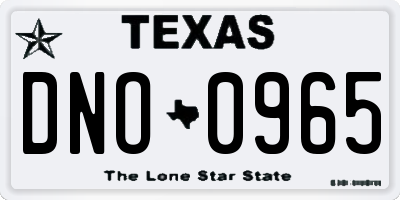 TX license plate DNO0965