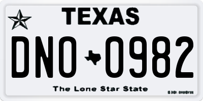 TX license plate DNO0982