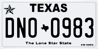 TX license plate DNO0983