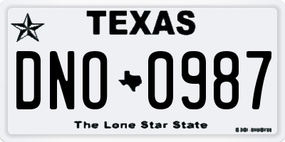 TX license plate DNO0987