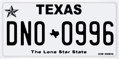 TX license plate DNO0996