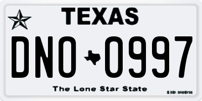 TX license plate DNO0997