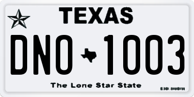 TX license plate DNO1003