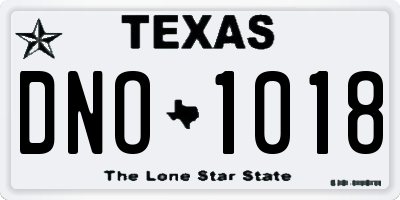 TX license plate DNO1018