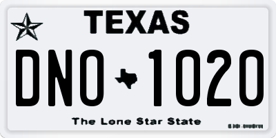 TX license plate DNO1020
