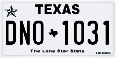 TX license plate DNO1031