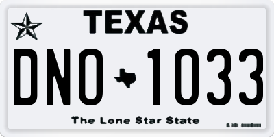 TX license plate DNO1033