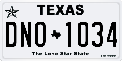 TX license plate DNO1034
