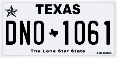 TX license plate DNO1061