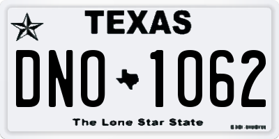 TX license plate DNO1062