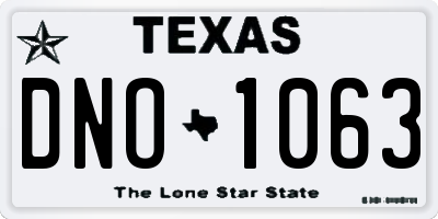 TX license plate DNO1063