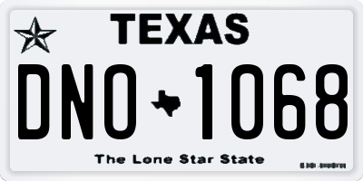 TX license plate DNO1068
