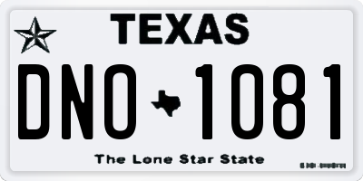 TX license plate DNO1081