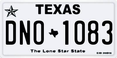 TX license plate DNO1083