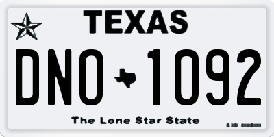 TX license plate DNO1092