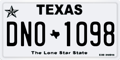 TX license plate DNO1098