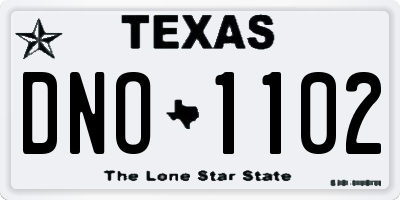 TX license plate DNO1102